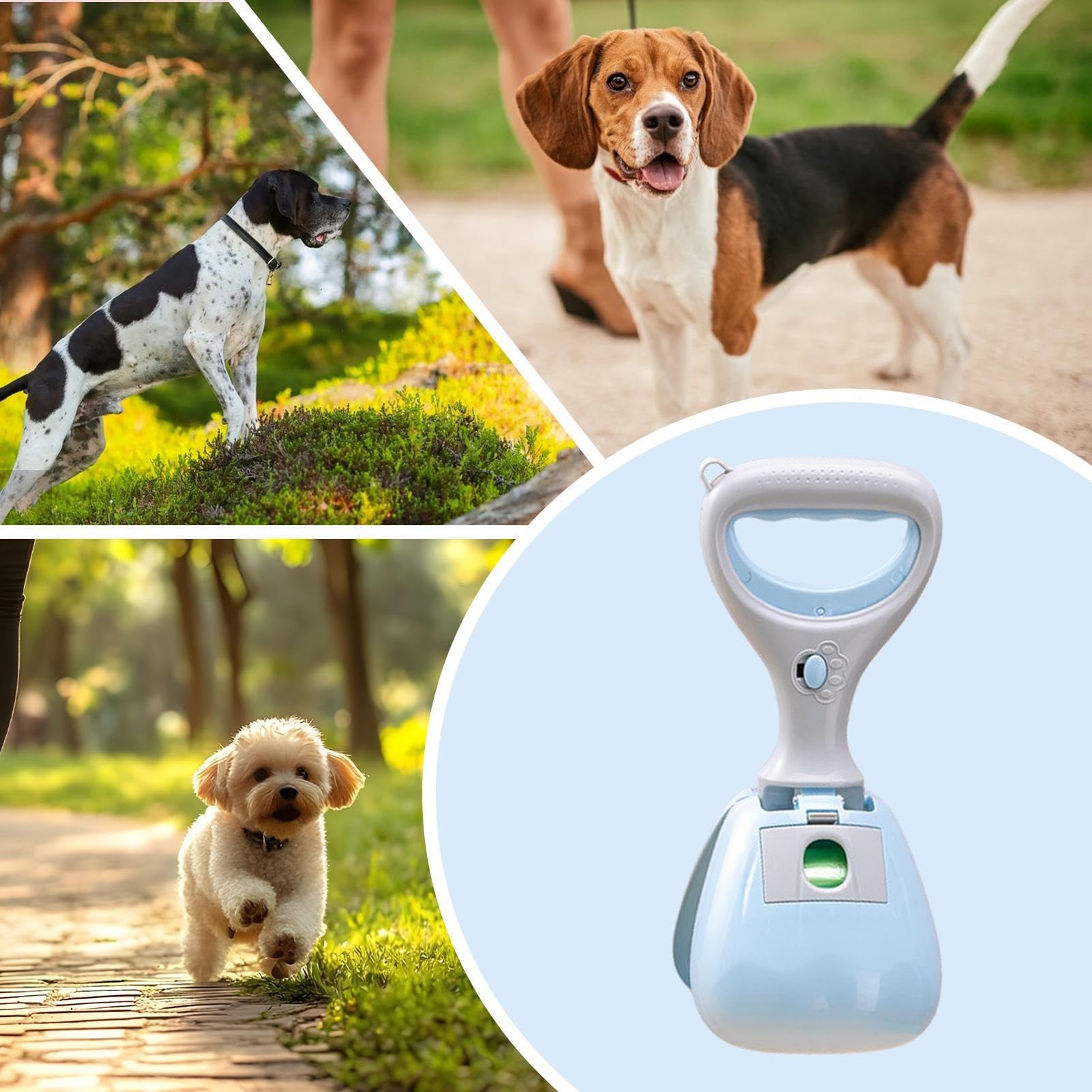 Pala para Arena de Gatos, Recogedor de Arena for Gatos con Bolsa Almacenamiento incorporada y Pala Mango ergonómico for Paseos Diarios