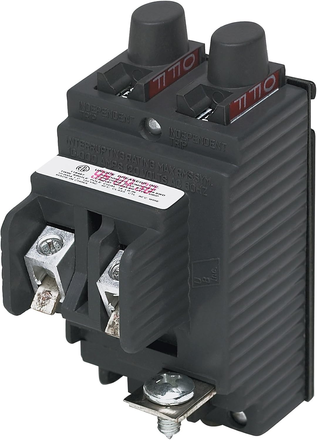 UBIP2020 New Pushmatic Replacement. 20 Amp Tandem Single Pole Circuit Breaker Manufactured By Connecticut Electric.