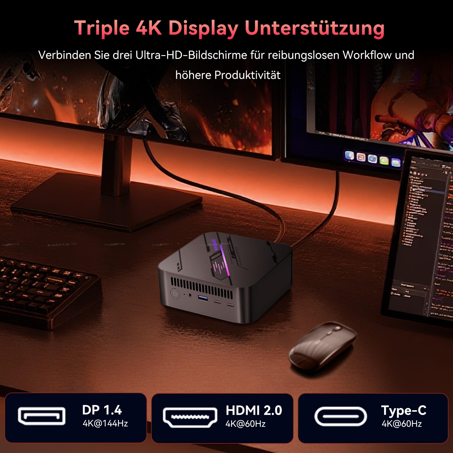 Blackview MP100 Mini PC Win 11 Pro, AMD Ryzen 5 7430U Computer, 16GB DDR4 512GB SSD Desktop PC, 4K 144Hz Triple Display, Office PC Rechner für Home Office & Business, Wi-Fi 6 & BT5.2, 3 Jahre Garantie