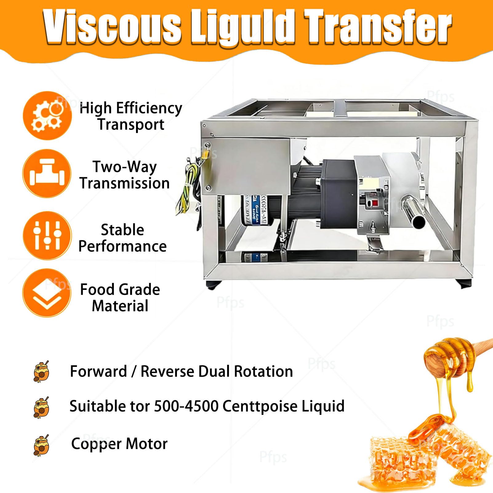 Heavy Duty Honey Transfer Pump 10L Min Regulowana prędkość Stal nierdzewna O wysokiej lepkości Płyn Przenoszący masło orzechowe Płyny bez cząstek Klasa żywności