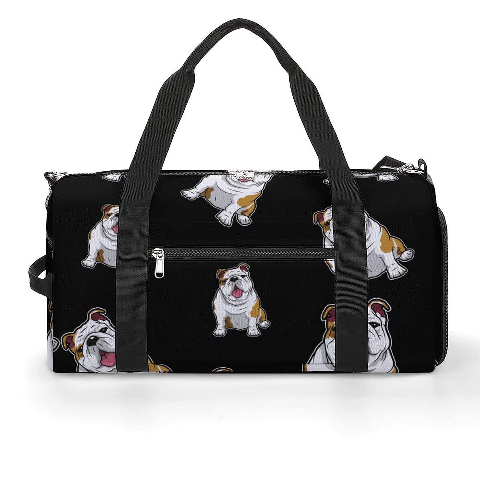 English Bulldog Cute Sports Gym Bag With Shoes Compartment Lightweight Duffel Carryon Overnight Travel Pack
