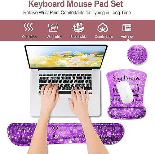 Miniatura 2 de Alfombrilla de mouse con soporte de muñeca, alfombrilla de mouse ergonómica de gel de espuma viscoelástica para teclado y reposamuñecas adecuada