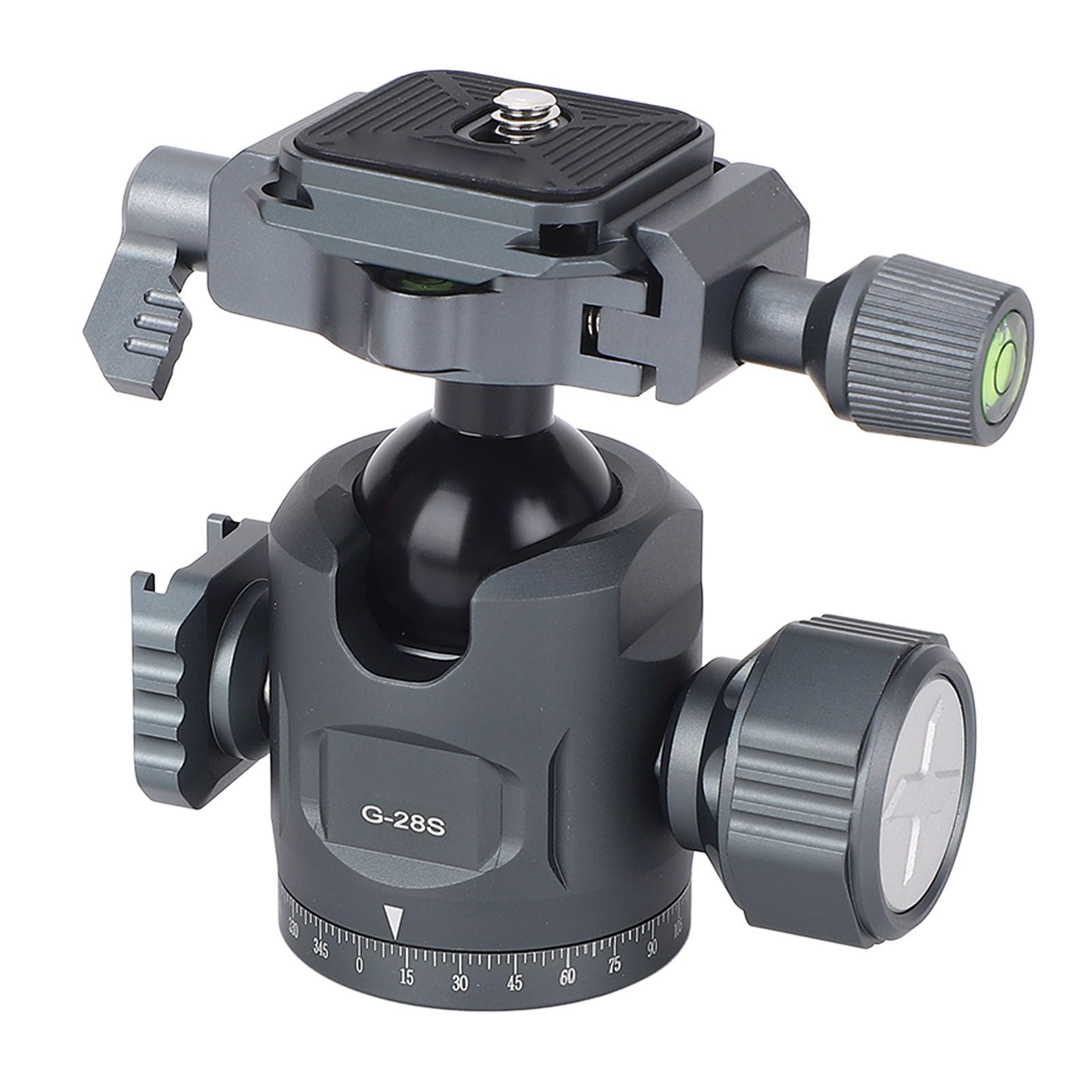 360 Degree Rotating Panoramic Ball Head with 1/4 inch Quick Release Plate, Tripod Head with Loosenable Damping and Locking Knob, Load Capacity 12kg