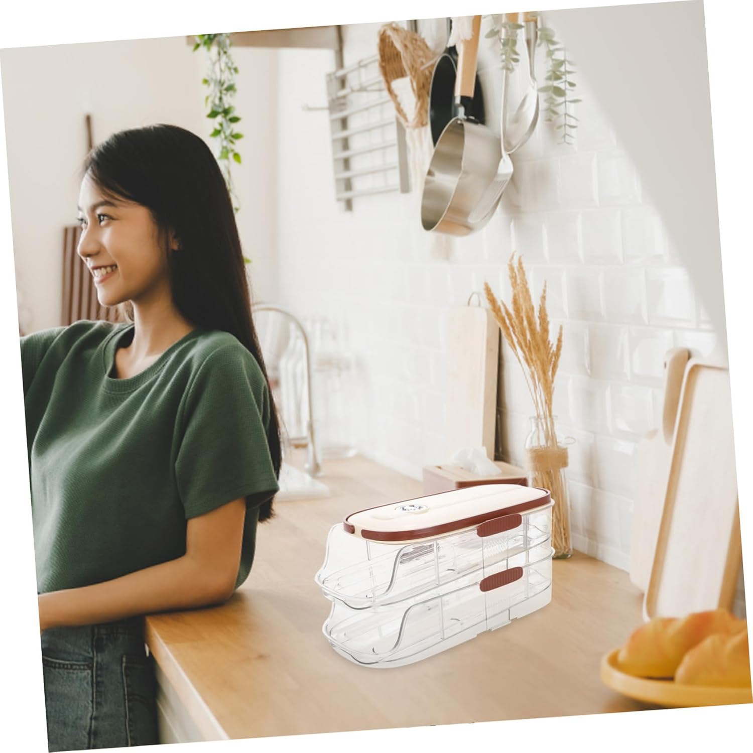 jojofuny Rolling Egg Dispenser Organizer Egg Holder for Refrigerator Compact Design Capacity Convenient Storage for Kitchen and Countertop