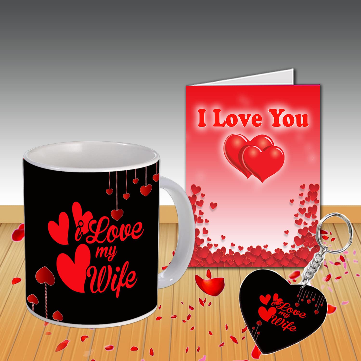 AWANI TRENDSAWANI TRENDS Gift for Wife Birthday Gift for Wife Valentine Day Gift Printed Coffee Mug with Wooden Keychain At005