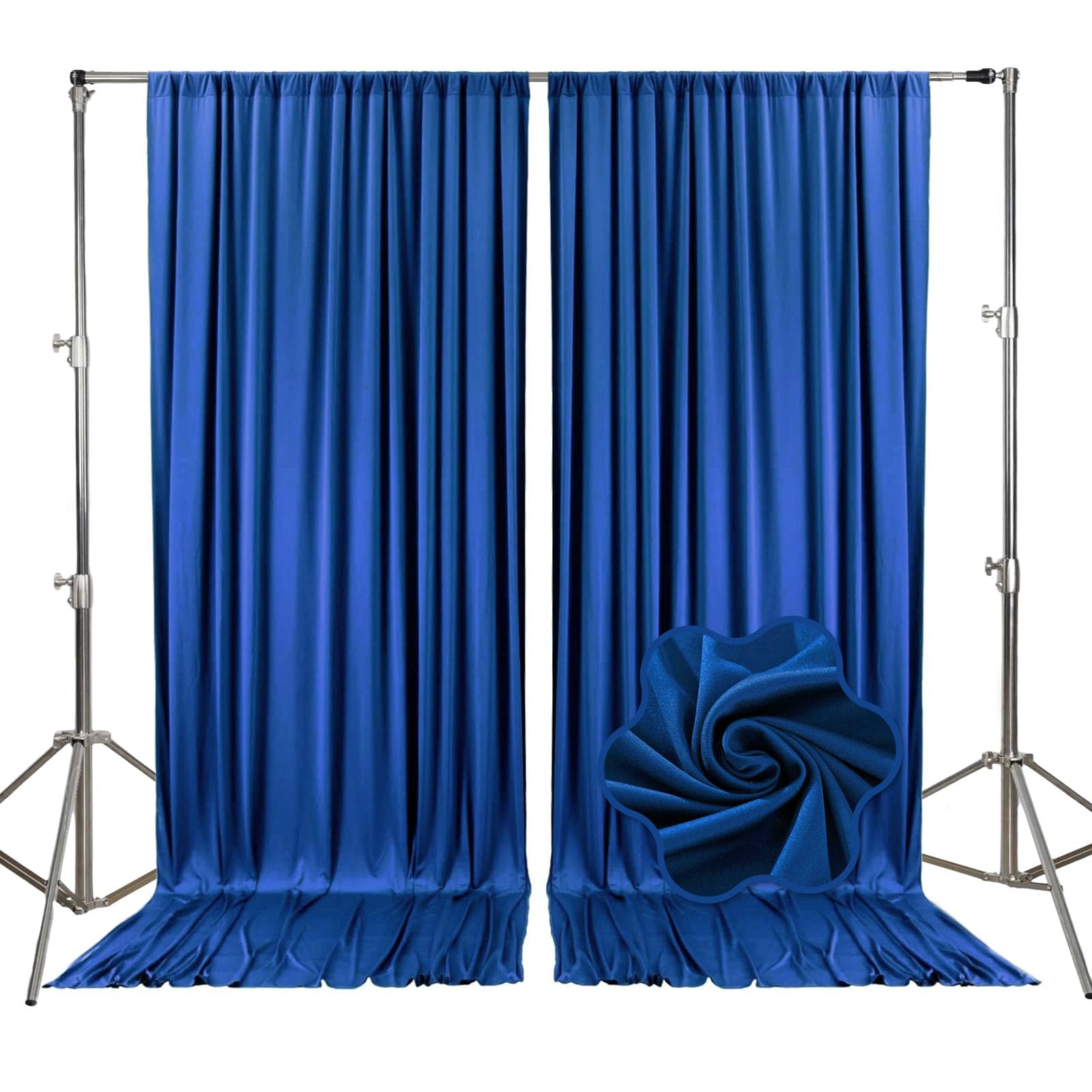 10ft x 10ft Royal Blue Backdrop Curtains for Parties, Fabric Satin Background Curtain with Rod Pockets for Weddings, Birthday, Baby Shower,