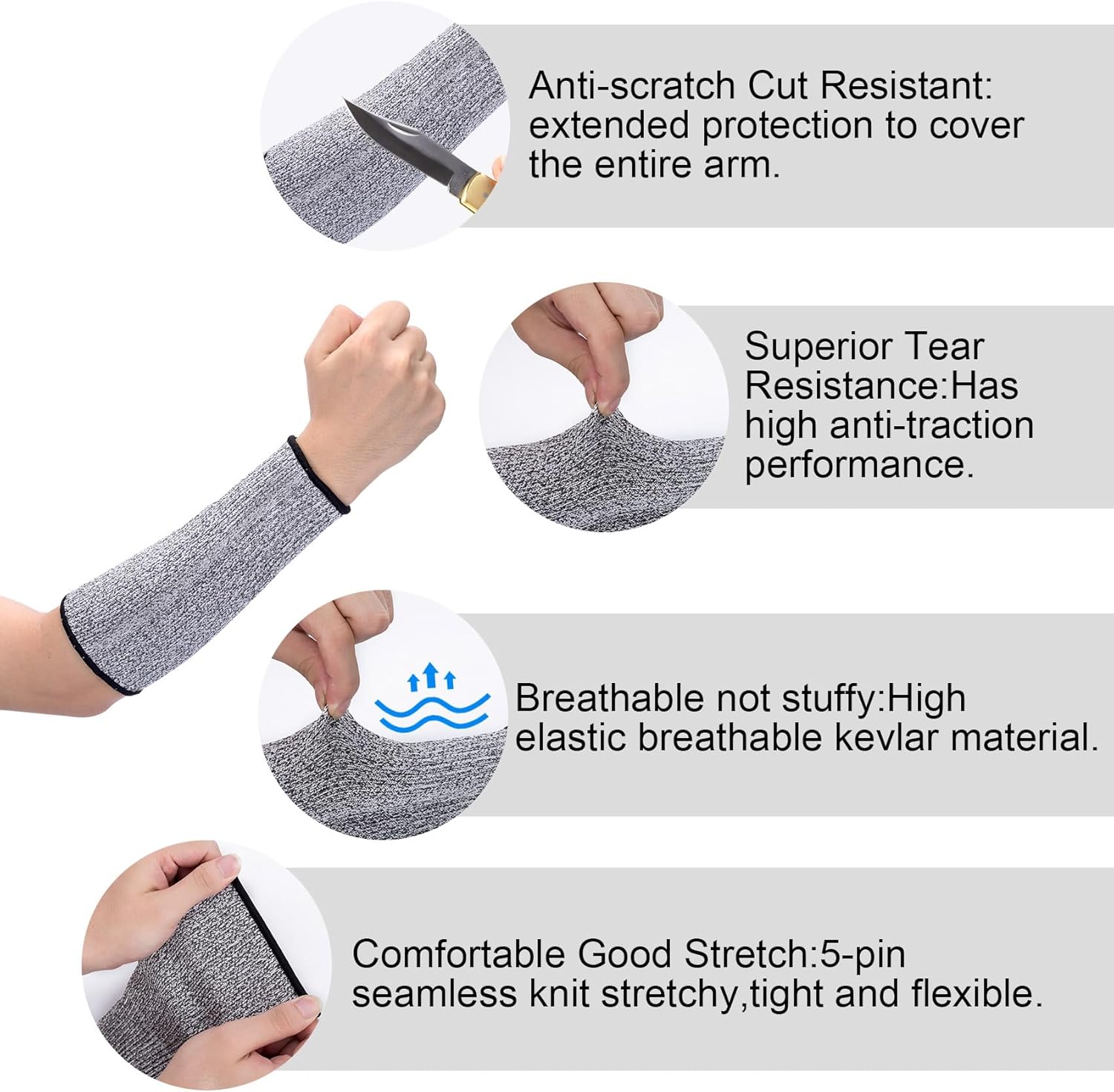ANCIRS Cut Resistant Sleeves for Arm Protection, Gardening Sleeves, Dog Bite Safety Arm Sleeves - Image 3
