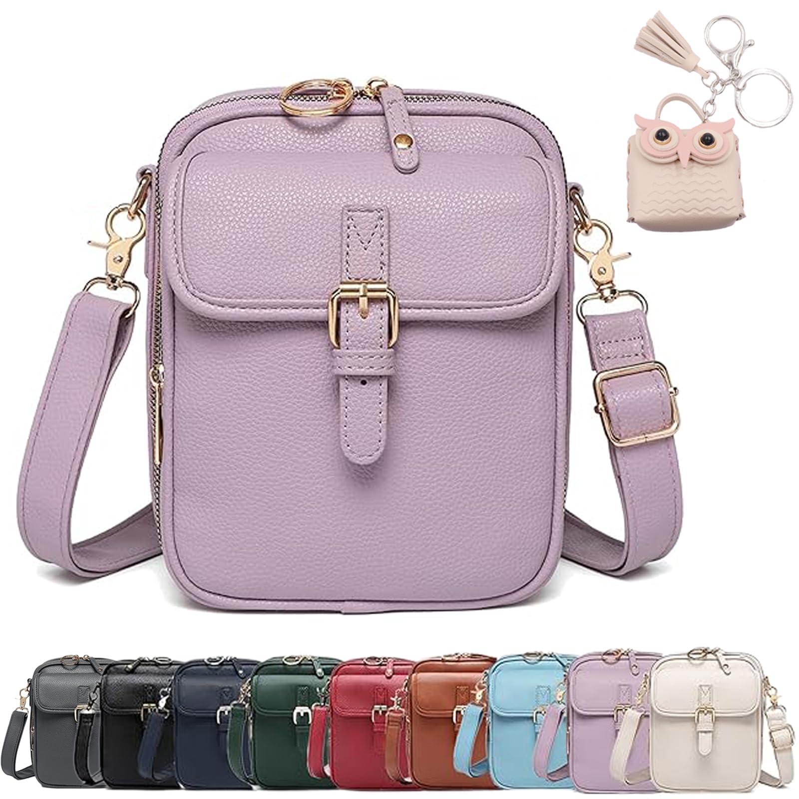 Crossbody Leather Bag, Casual Crossbody Bag for Women, Vintage Anti Theft Purse with 10 Card Slot