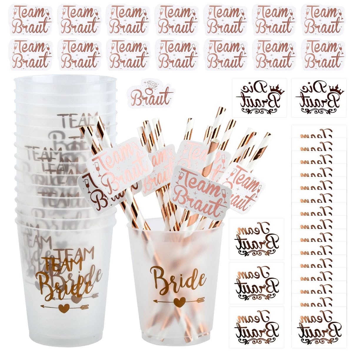 Gobelets réutilisables Team Bride rose le cadeau souvenir idéal pour les invitées d'un EVJF