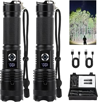 TEQDOT Rechargeable Tactical Flashlight - 990000 Lumens, Zoomable, IPX6 Waterproof, 3 Modes - View #2