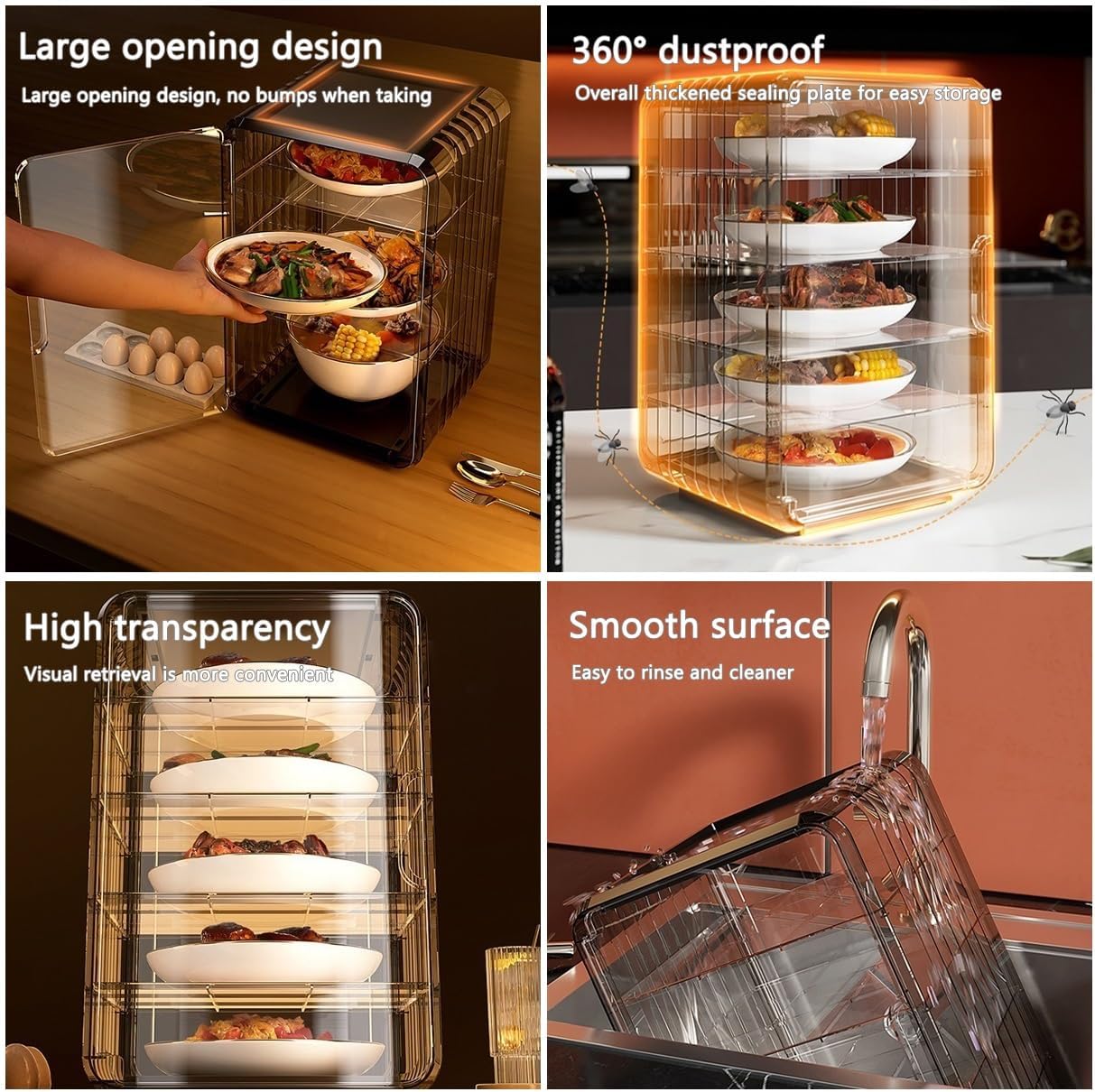 Adjustable Food Prep Trays Holder - 5-Layer Insulated Kitchen Storage Shelves for Countertops, Desks & Apartments (9.8''L x 9.5''W x 15.3''H) - Black Multifunctional nizer