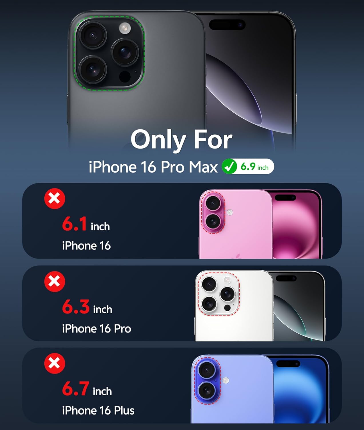 FNTCASE for iPhone 16 Pro-Max Case: Magnetic Phone Cases with [Ring Kickstand] [Built-in Screen Protector] [Heavy Duty Military Grade Protection] Shockproof Full Body Protective Hard Cases Black - Image 2