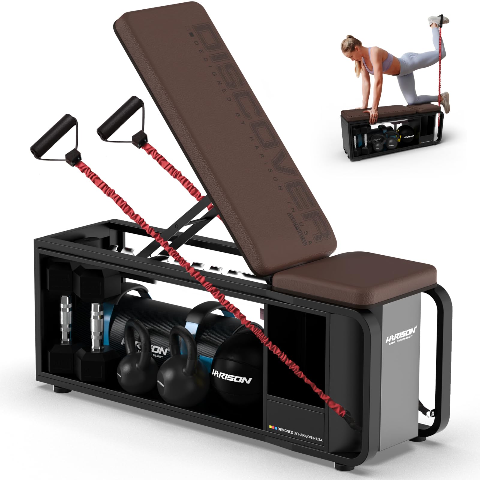 Adjustable Weight Bench, Bench1000 MAX Heavy Duty Workout Bench Press with Leg Extension and Preacher Pad for Home Gym Strength Training, Flat Incline Decline Sit Up Bench (610)