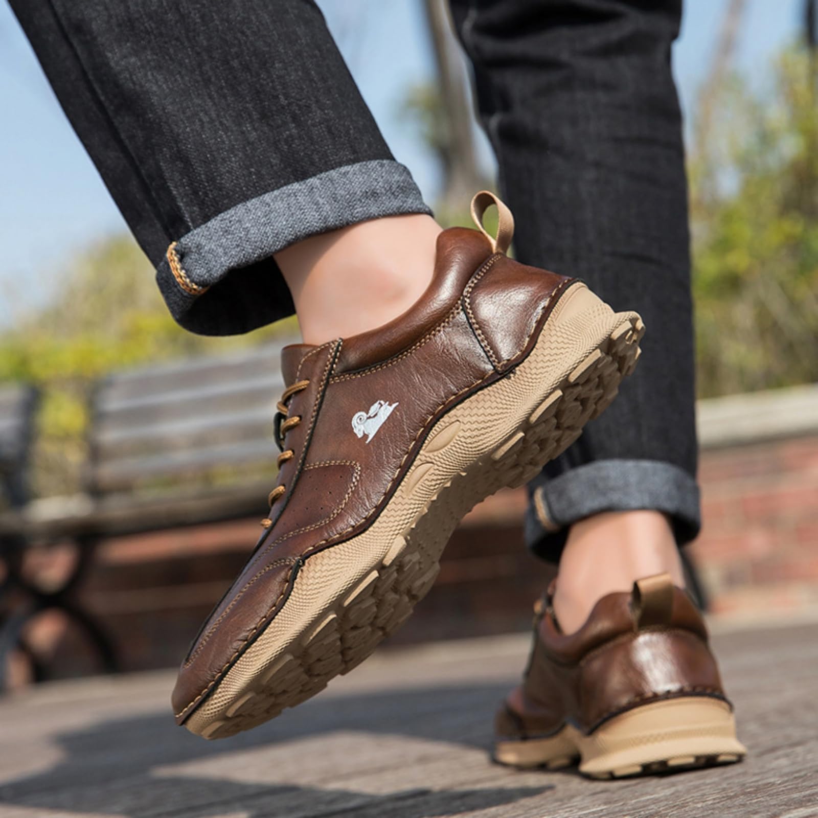Scarpe Trekking Uomo Pelle Scarpe Escursionismo Outdoor | Traspiranti Resistenti Lacci A Taglio Basso, Antiscivolo Comode Con Supporto Alla Caviglia Per Campeggio Trekking