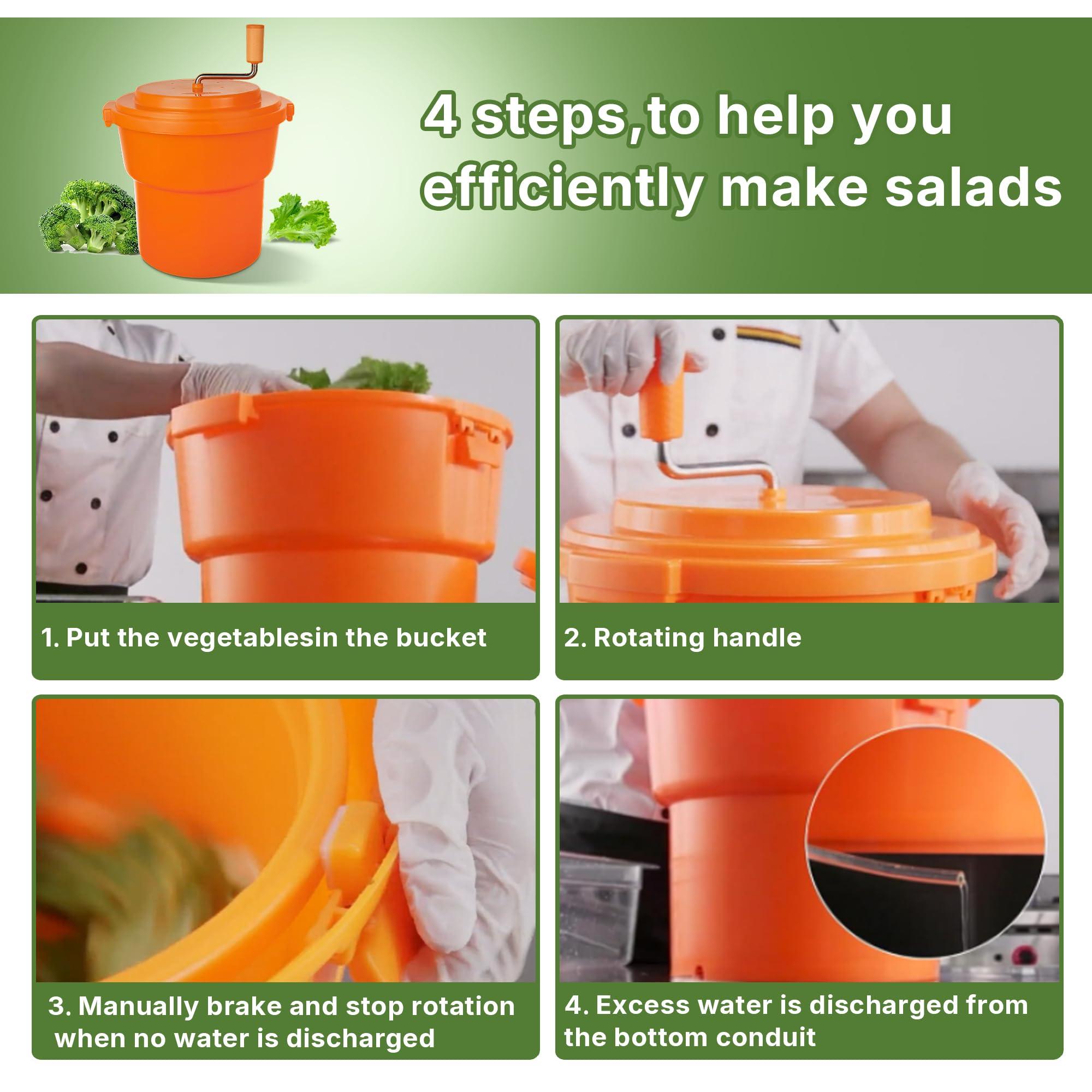 Hakka Salatschleuder, 20 l, Salatschleuder, große Salatschleuder, Gemüsetrockner