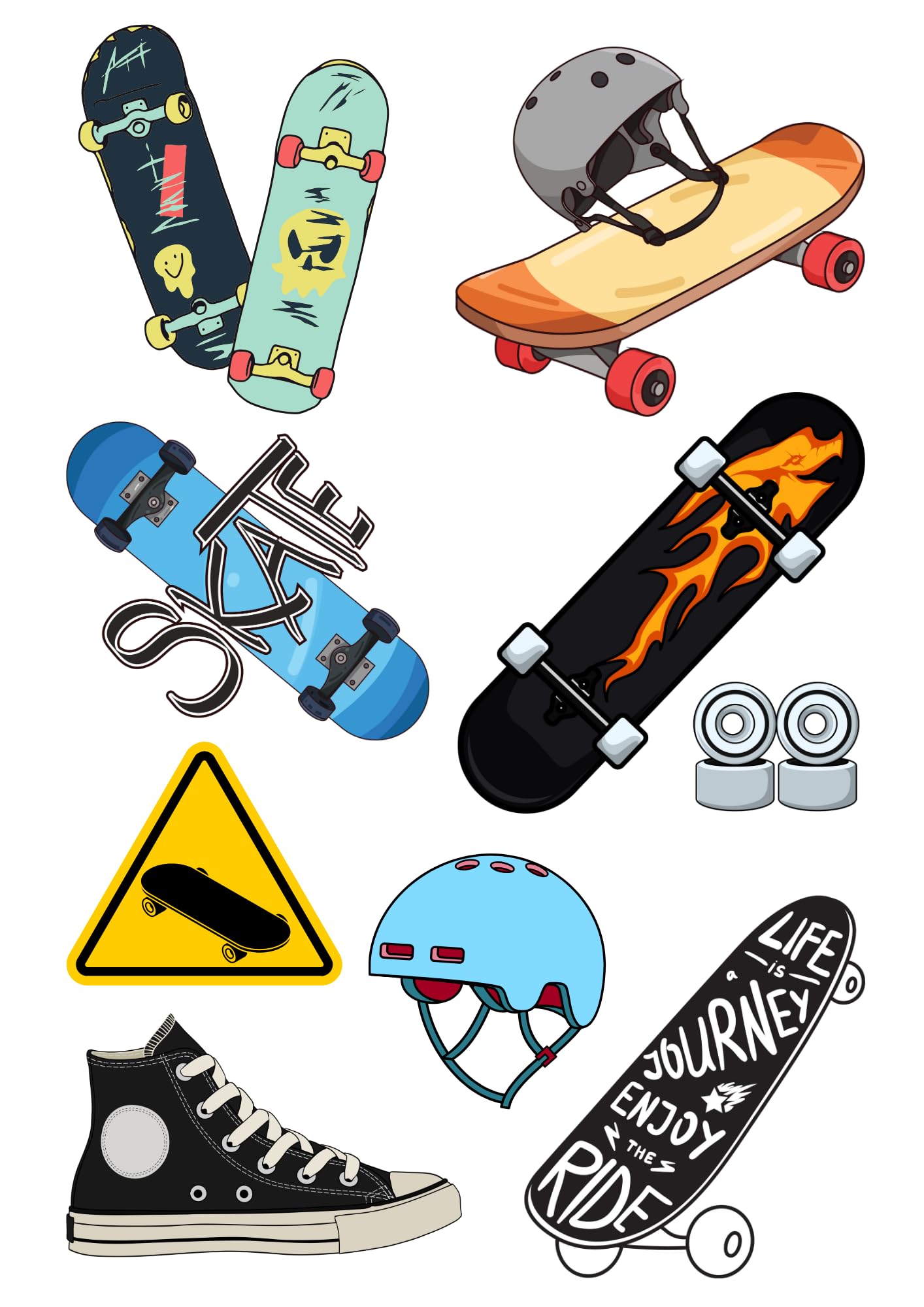 Edible print A4 Skateboard theme Cake topper set cake decorations wafer card -NOT PRECUT - Birthday -