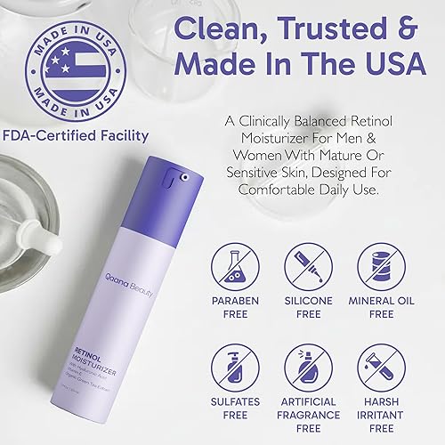 Miniatura 6 de Qaana Lujosa crema hidratante facial con retinol, colágeno y ácido hialurónico, crema antienvejecimiento para mujeres y hombres con colágeno y