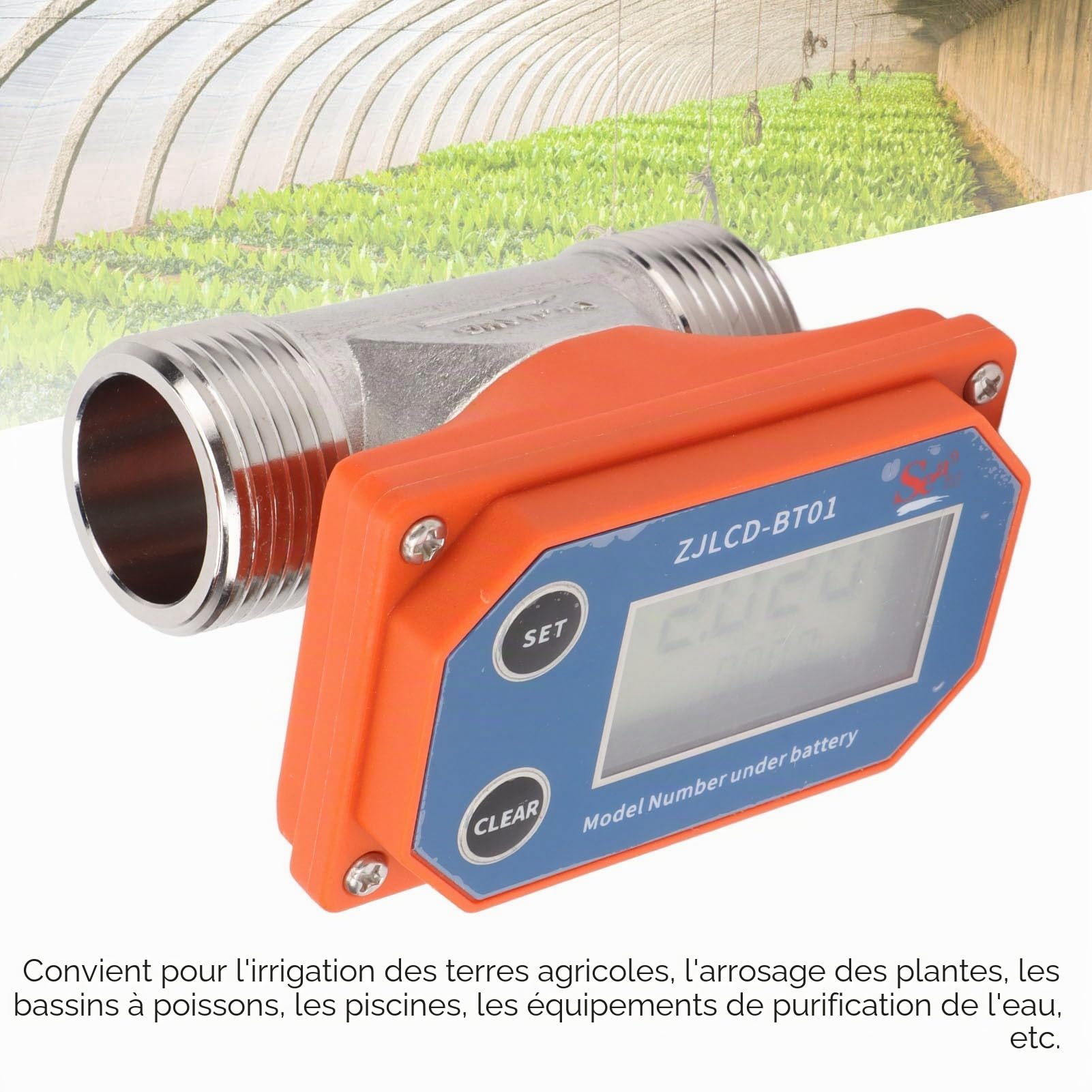 Débitmètre d’eau - Débitmètre multi-eau - Résistance aux acides - Grande plage de mesure pour l’irrigation des terres agricoles