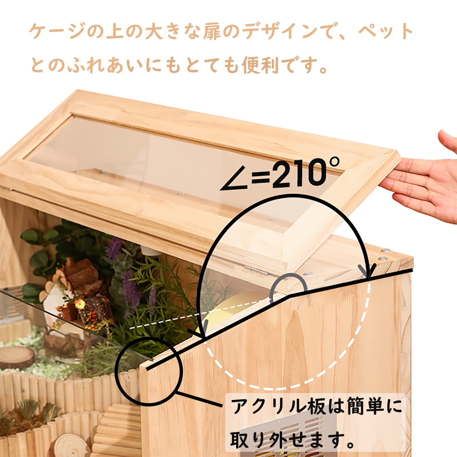 Amazon | ハムスターケージ 透明 【広い空間】 飼育ケージ 大型 パイン