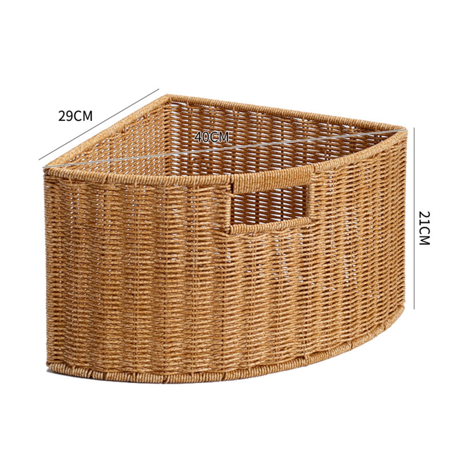 Milageto Cesta de Almacenamiento de Esquina Triangular, Resistente, versátil, compacta, con Espacio Estrecho, Organizador Tejido para periódicos, Sala de Estar, Mango Central