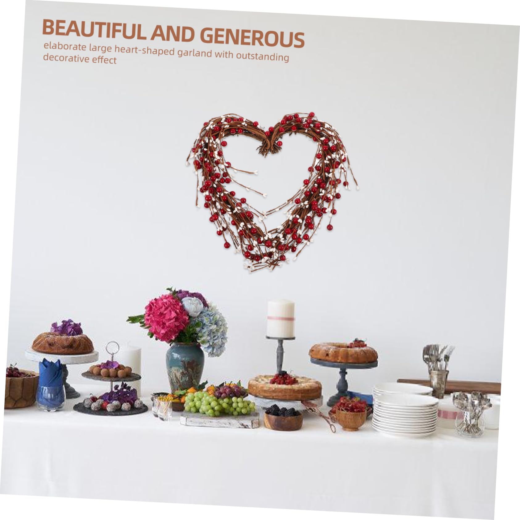 de Frutos Rojos con Forma de Corazón para Modelar Decorativa para Colgar en La Pared en El Día de San Valentín