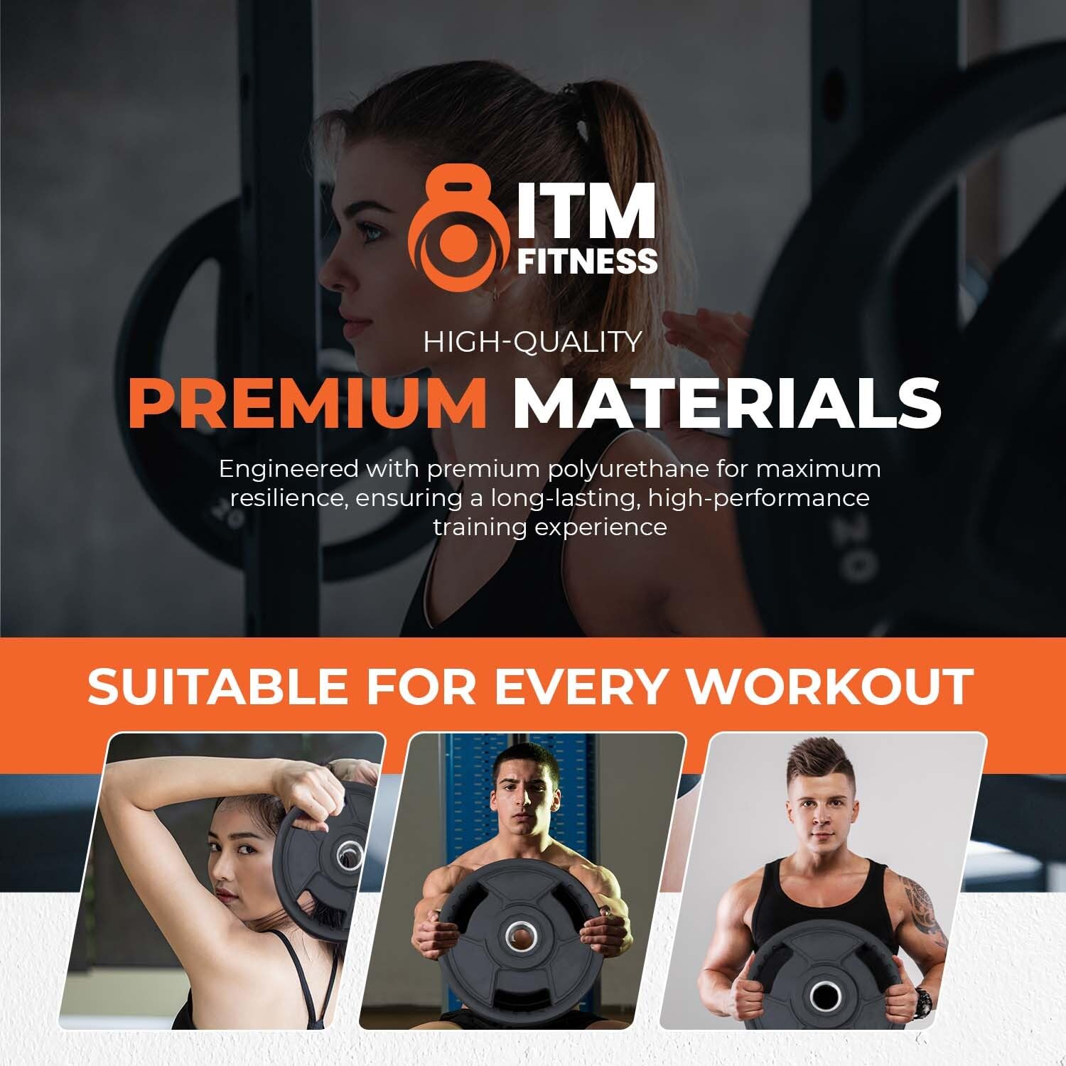 Olympische Hantelscheiben aus Urethan - Langlebiges, geräuscharmes Design für Krafttraining, Gewichtheben und Heim-Fitnessstudio - Mehrere Gewichte erhältlich (15 kg)
