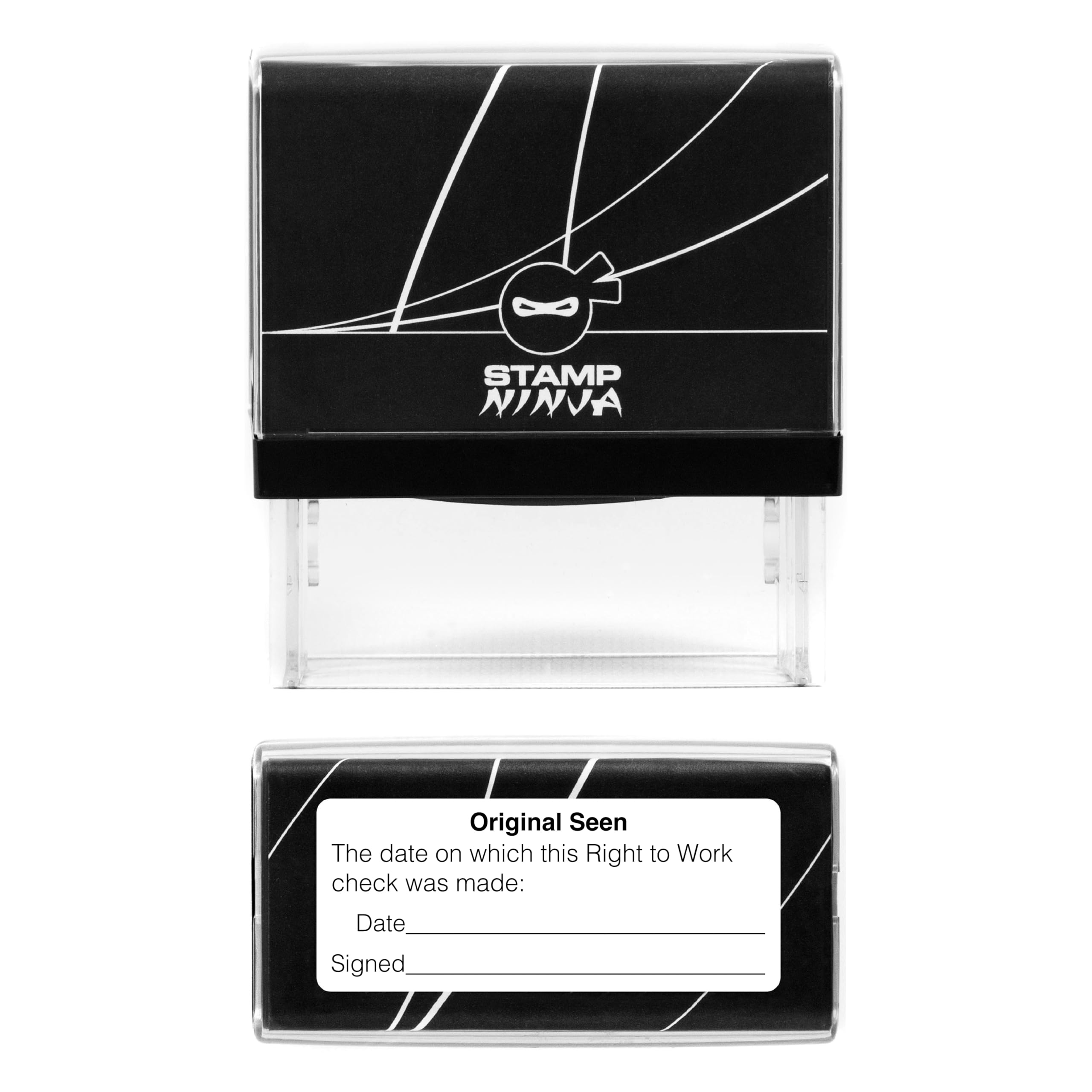 Stamp Ninja Black Right To Work Date Check And Sign Certified Stamp - 58Mm X 22Mm - Ink
