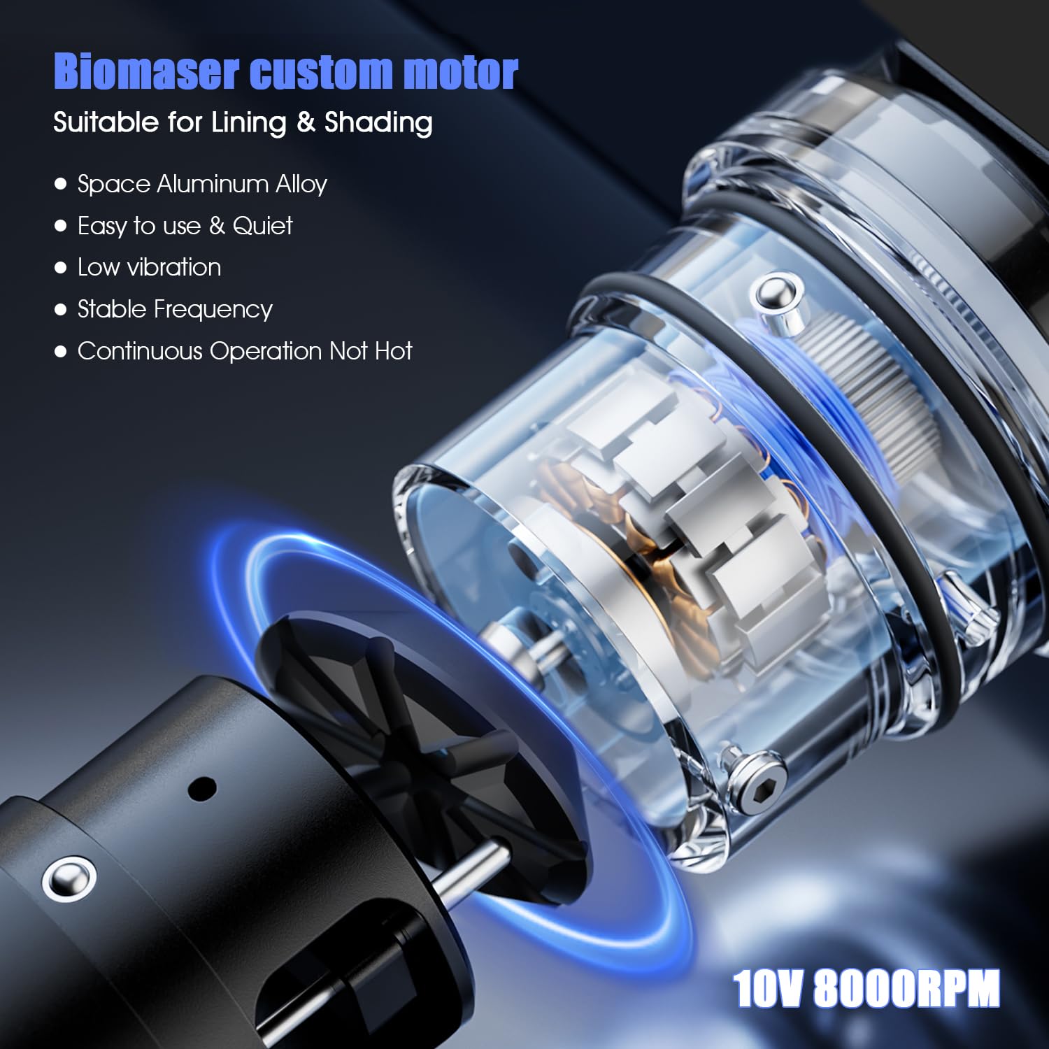 Biomaser Komplettes Kit mit 2200mAh Batterie Wireless Rotary Pen 20 Stück Kartuschen-Nadeln Digitales LED-Pen-Maschine 4,5 mm Hub Länge Kabelloser Maschinen-Pen für Anfänger