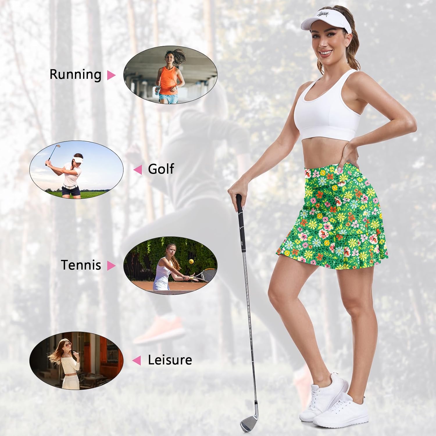 WOWENY Women's Athletic Tennis Skorts Skirts for Women Running Golf Skort with Pockets - Image 4