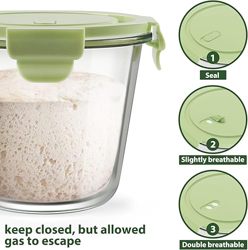 Miniatura 3 de Freshmage Contenedores de vidrio de 23 onzas con tapas, juego de recipientes herméticos de almacenamiento de vidrio de 3 tazas, resistentes al