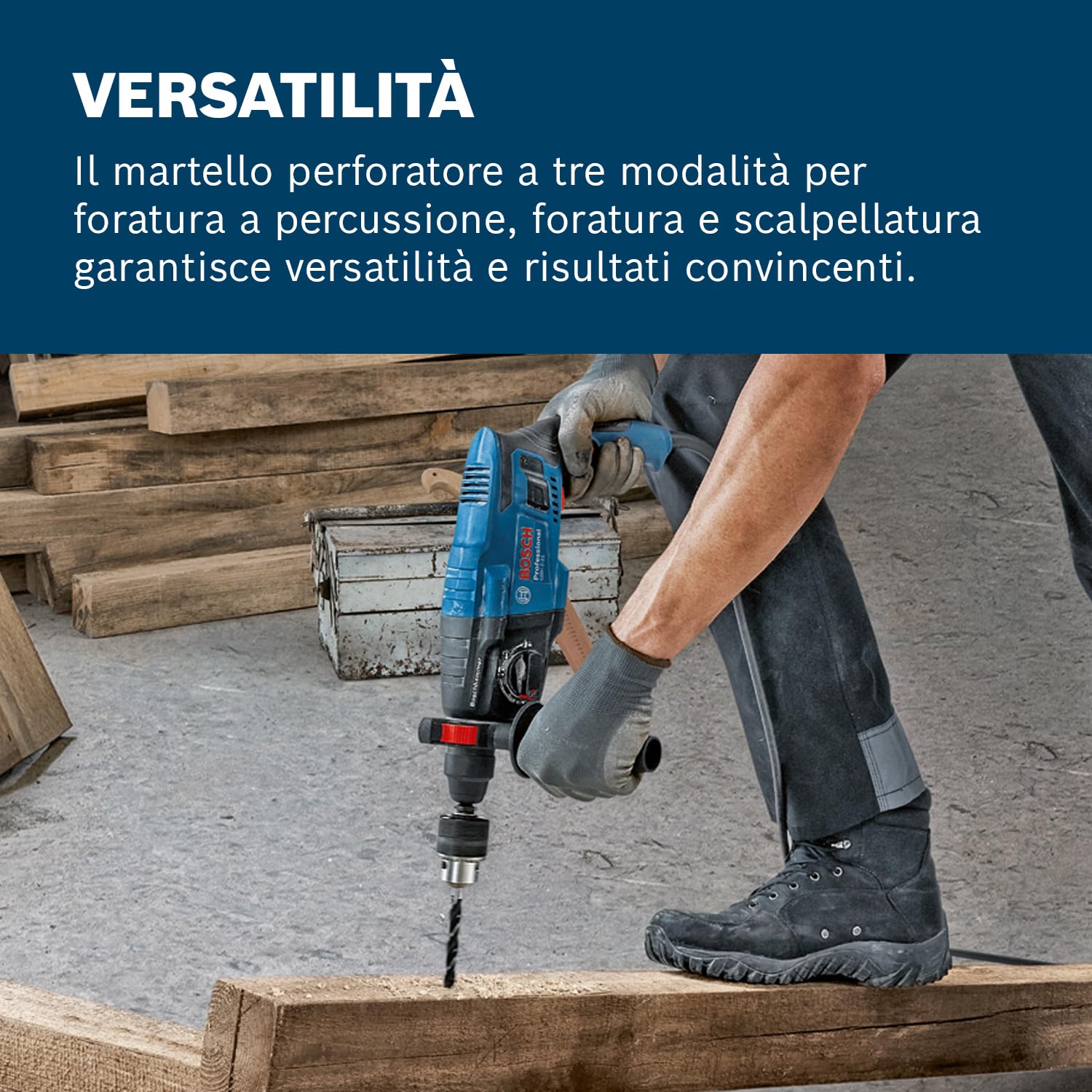 Martello perforatore GBH 2-21 D Bosch Professional (con SDS plus, incl. impugnatura supplementare, panno, asta di profondità, in valigetta)