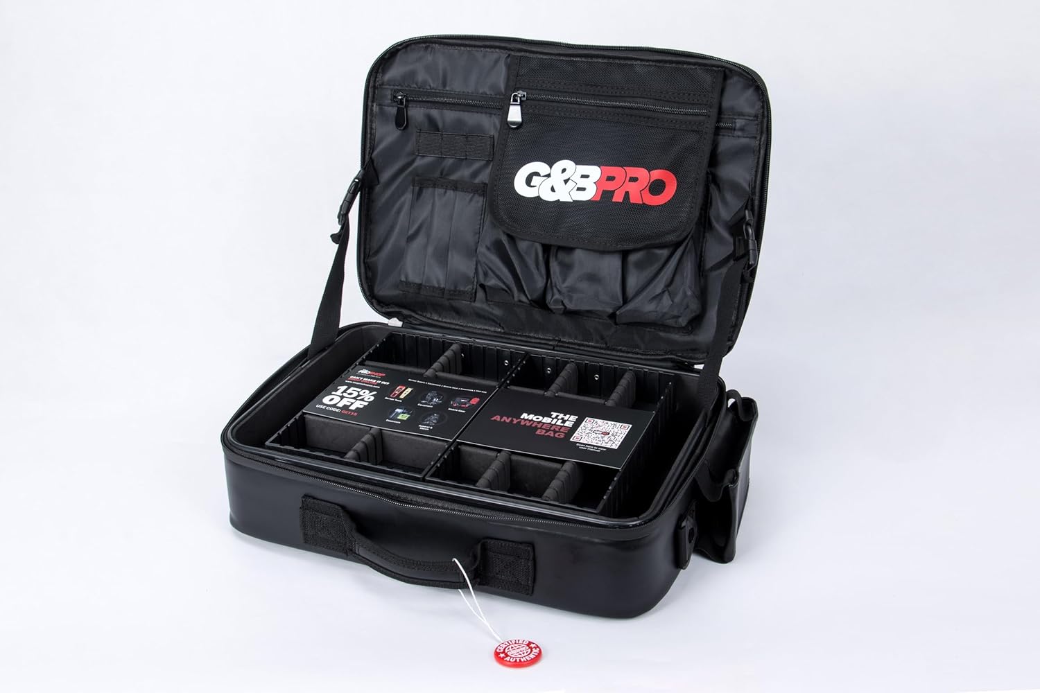 G&BPRO Crossbody Briefcase with Extending Tray System | All-in-one Mobile Workstation Travel Bag (Black/Leather With Black Zipper - V)