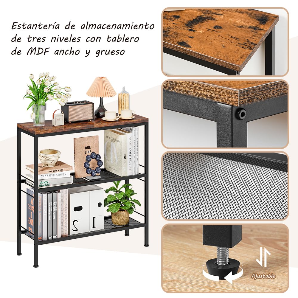 Mesa Consola Estrecha de 3 Niveles con Estantes