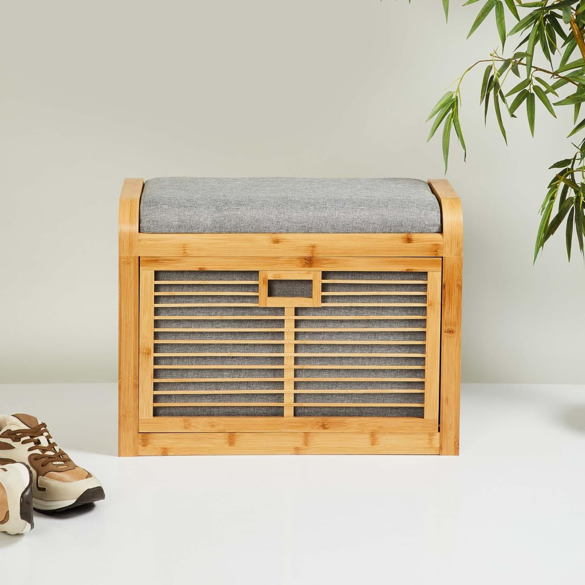 Home Centre Omnia Brookline Brown Utility Bamboo Storage Stool