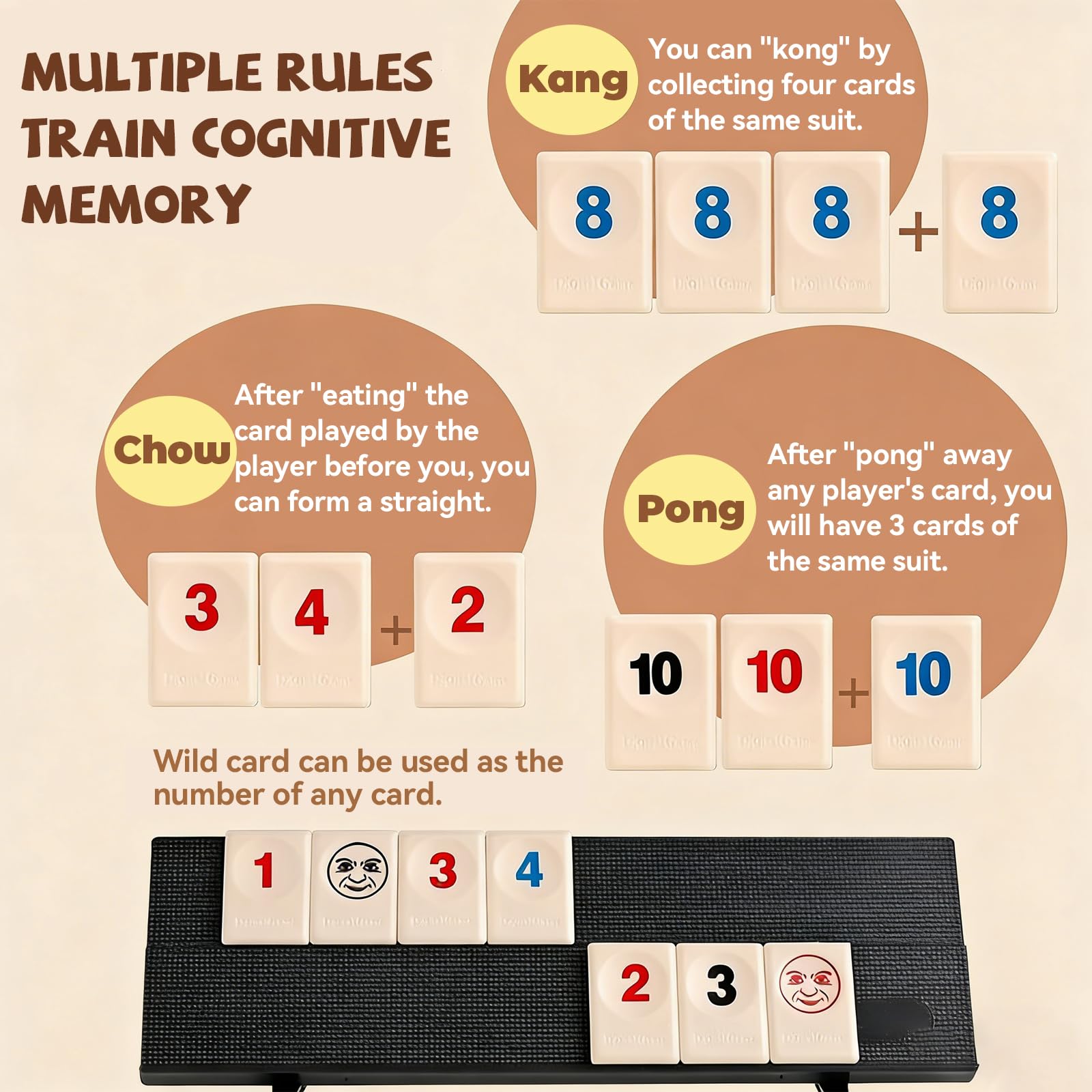 Rummy Classic Mini Rami zestaw zabawczy z kartami i uchwytami | przenośna gra towarzyska dla 2 do 4 osób, idealna na rodzinne zabawy (mały format)