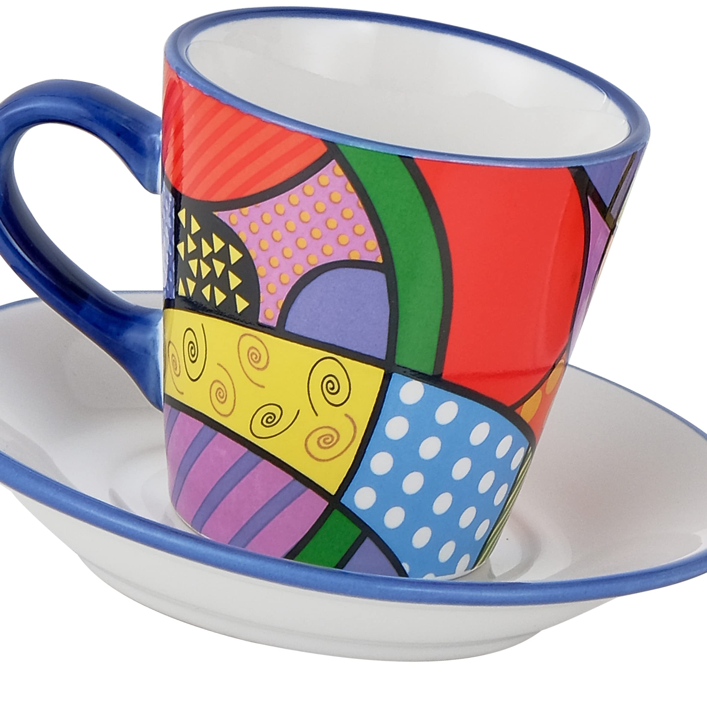 Set Da 6 Tazzine Caffè Con Piattini - Ceramica Decorata, Design Moderno - Foto 6