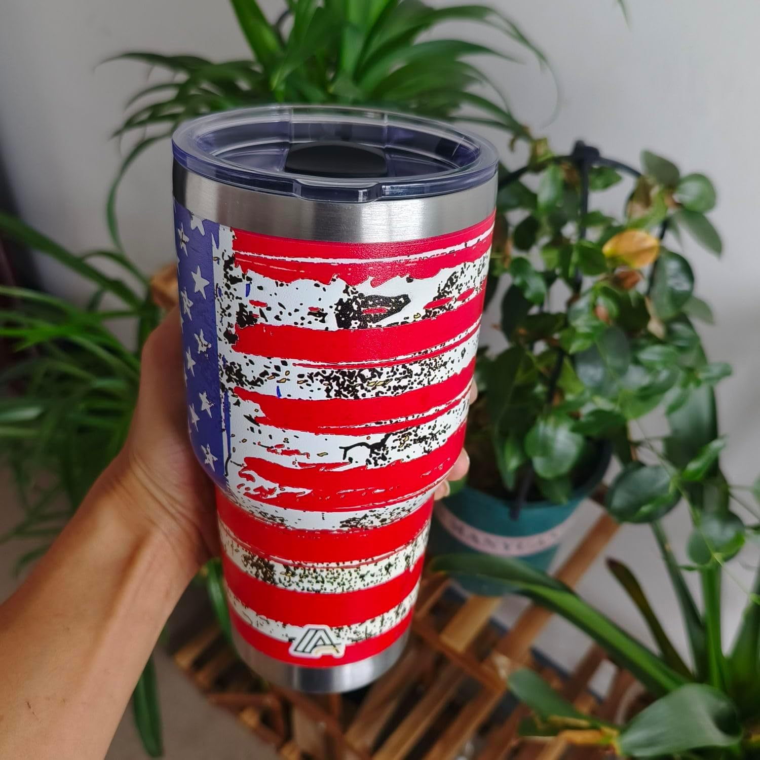 30oz Stainless Steel Tumbler - USA FlagTumbler with Lid and Straw, Double Walled Travel Mug Insulated for Hot & Cold Drinks, Vacuum Insulated Water Bottle for Home, Patriotic Gift - Image 6