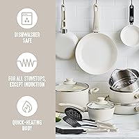 Vista 5 de GreenLife Soft Grip - Juego de utensilios de cocina de 16 piezas, cerámica antiadherente sin PFAS no tóxica, para freír, saltear, utensilios, tapas