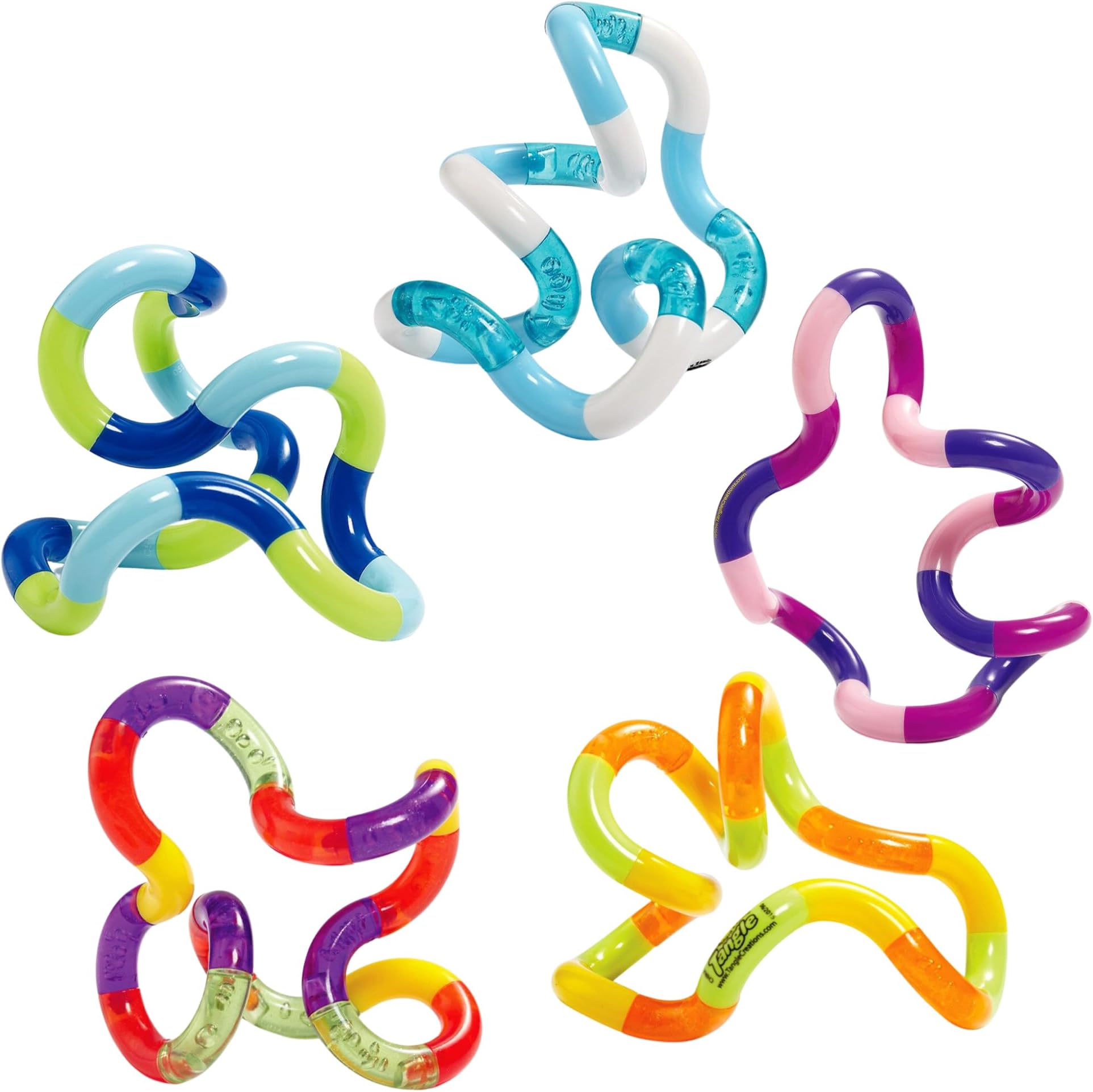 Tangle Jr Classic (5-Pack) - Genuine Fidget Toys - Twisty Fidget Pack for Kids and Adults - Fidget Toy for School - Gift for Teens and Adults