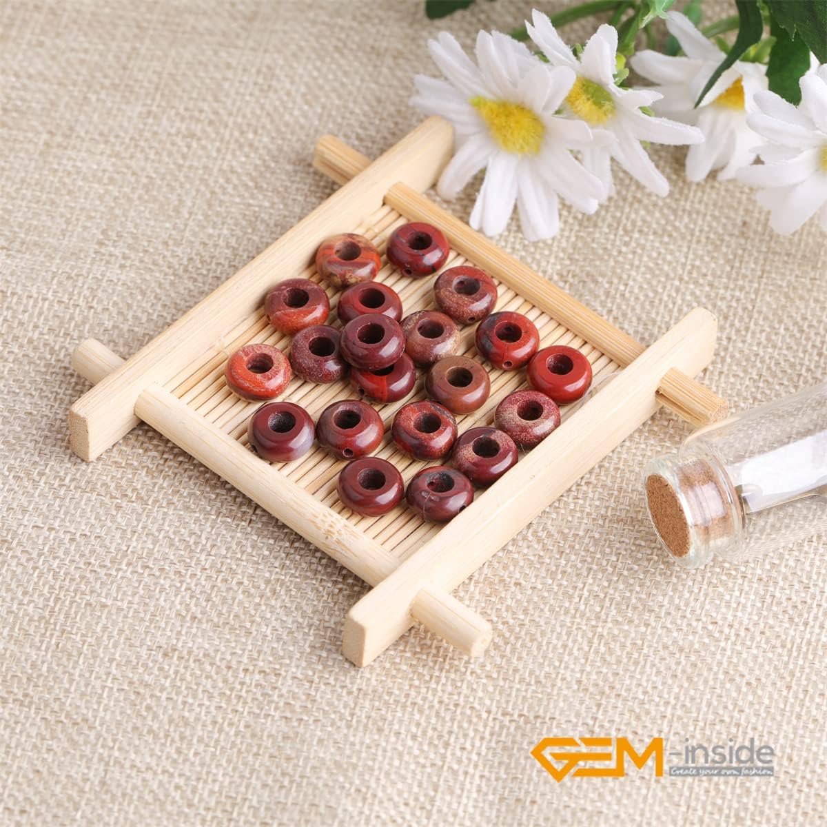 GEM-Inside 20 Pcs 10mm Rings Natural Red Jasper Stone Rondelle Donuts Spacer Beads for Jewelry Making Beads Power Energy Chakra Stone - Image 4