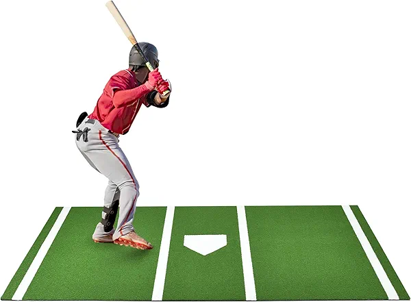 Shopsource Baseball Batting Mat, 10x3.8/12x6ft Softball Hitting Mat, Batters Box Turf Mats with Home Plate, Anti-Slip Baseball Softball Cage Mats for Indoor Outdoor