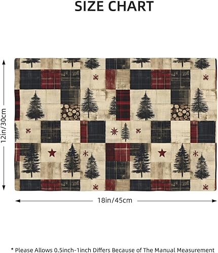 Miniatura 2 de Dining Table Placemats Set of 4-12x18 Inch Christmas Tree Plaid Print Faux Linen Double Heat Resistant Place Mats, Kitchen Table Mats, Wipeable