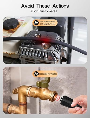 Miniatura 6 de Manguera de lavado a presión súper flexible resistente a las torceduras para evitar fugas, 50 pies, negro 1/4 pulgadas, hilos M22 3100 PSI Lavadora