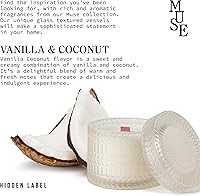 Vista 2 de Velas perfumadas de vainilla y coco, velas de soja con mecha de madera crepitante, naturales, sin tóxicos, 7.4oz de cera de soja, 55 horas