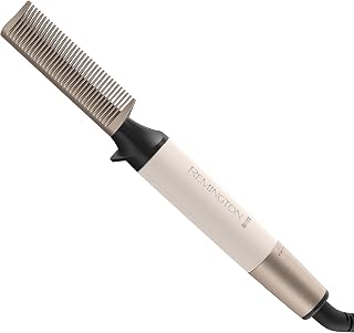 REMINGTON® Shea Soft Hot Comb Hair Straightener for Coily, Kinky, and Curly Hair, 60 Second Heat-up to 450F High Heat, Ivory