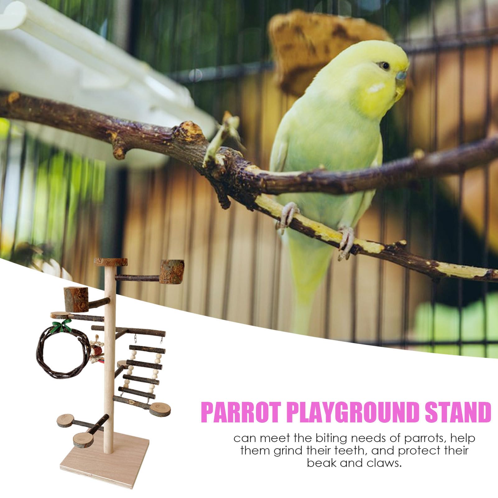 Parque de Juegos para Periquitos Juguetes para Jaulas de Aves | Estación de Juegos para Cotorras con Posaderos para Hogar, Cotorras, Cacatúas, Canarios y