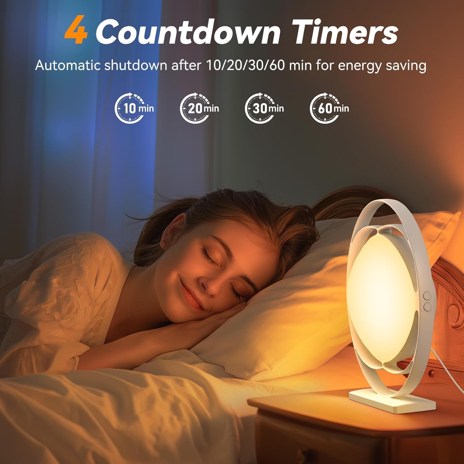 Lámpara de Luz Diurna, Lámpara de Fototerapia Sin Rayos UV de 10000 lux,3 Temperaturas de Volor, 4 Temporizadores, 5 Iintensidades de Luz Ajustables, Lámpara Solar con Función de Memoria (Blanco)