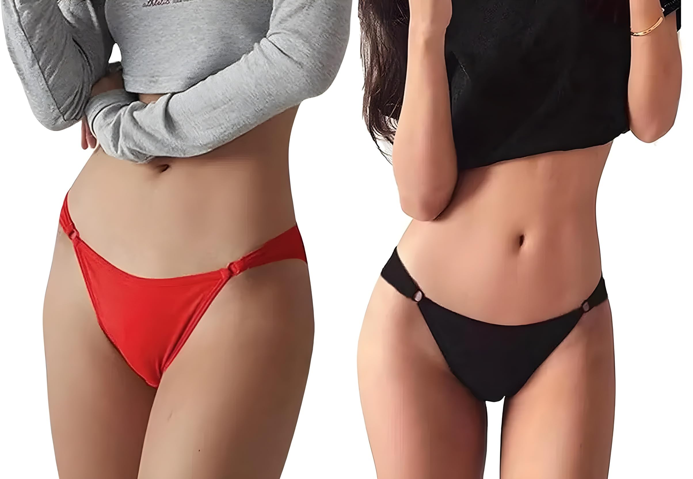 khwaish store Women Cotton Seamless Side Ring Panties Brief Bikini G-String Low Cut Mid Rise Panty Innerwear, Size (28 to 32). Pack of 2-picture-42