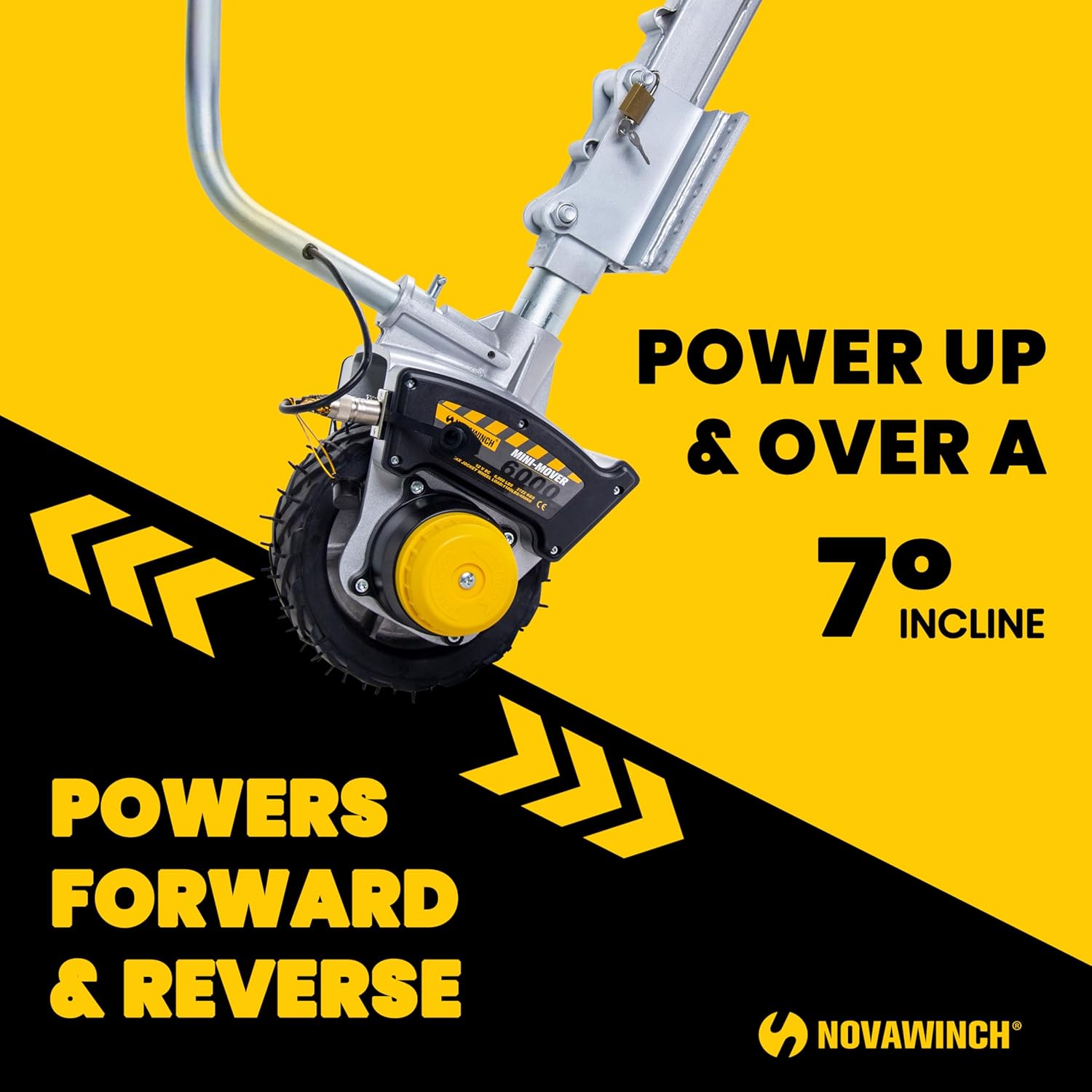 Mini Mover 3-12V Electric Trailer Dolly - Motorized Jockey Wheel for Trailers up to 6000 lbs - Powered Forward and Reverse Steering Control - 8 Inch No Flat Tire - Clamp or Bolt Mount