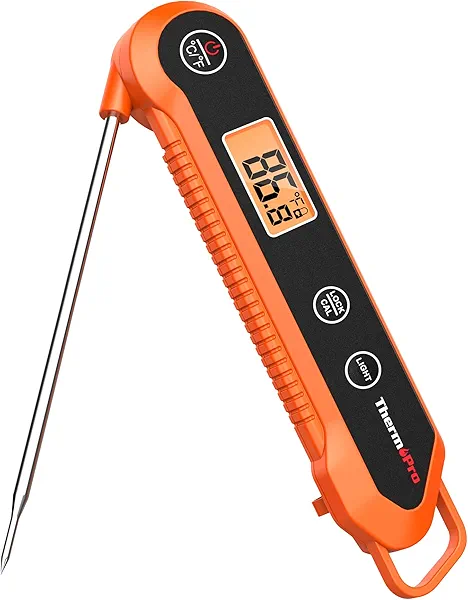ThermoPro Digital Instant Read Meat Thermometer for Grilling Waterproof Kitchen Food Thermometer with Calibration & Backlight Smoker Oil Fry Candy Thermometer with Temperature Indicators